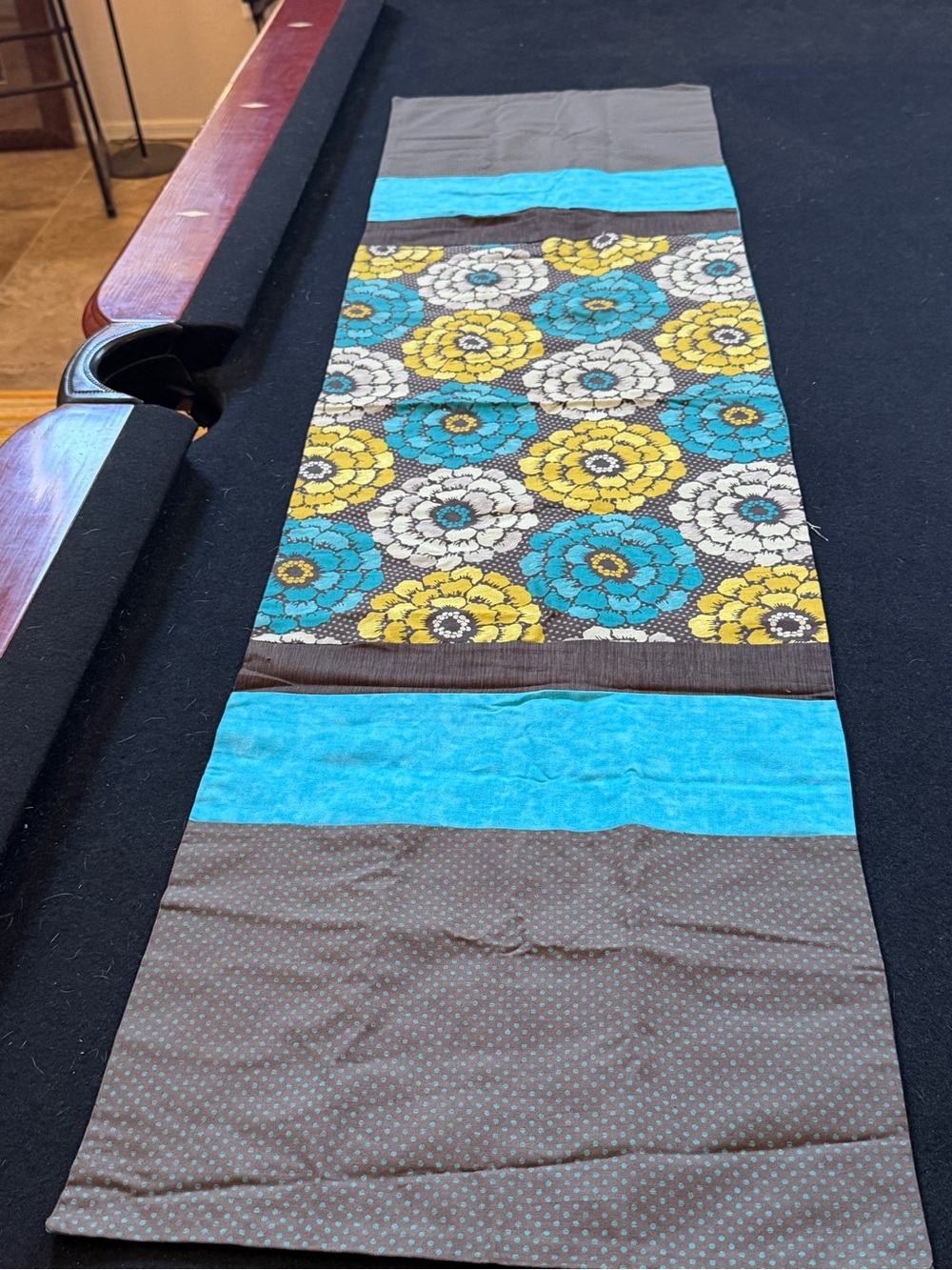 Handmade Floral Stripe Table Runner -  53.5 in by 14 in.